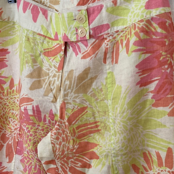 Sigrid Olsen Linen Floral Ankle Pants - Pink, Orange, Tan - Picture 4 of 7